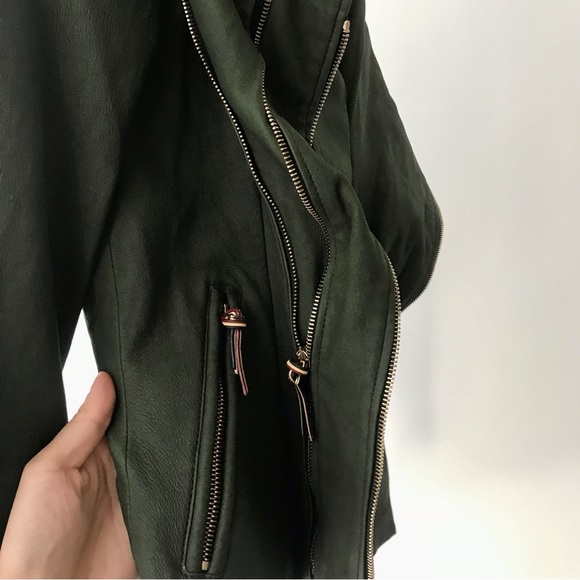 Jerome Dreyfusss Green Leather Fall Military Biker Jacket - Picture 3 of 8